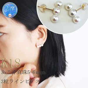 K18 アコヤ真珠 5-6mm ピアス 真珠 パール優美 / パール 