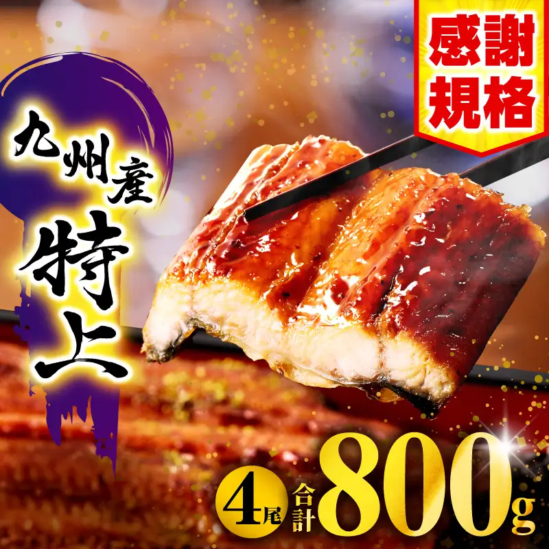うなぎ 蒲焼 4尾 うなぎ [鰻 九州産 国産 合計800g以上]