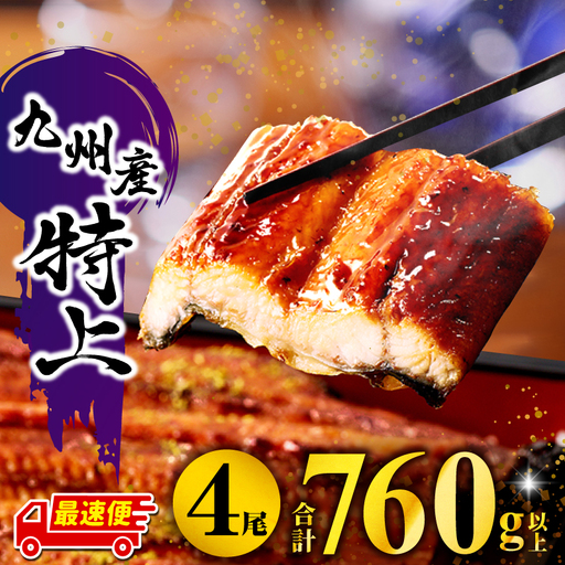 うなぎ 蒲焼 4尾 うなぎ [最速便 鰻 九州産 国産 計760g以上]