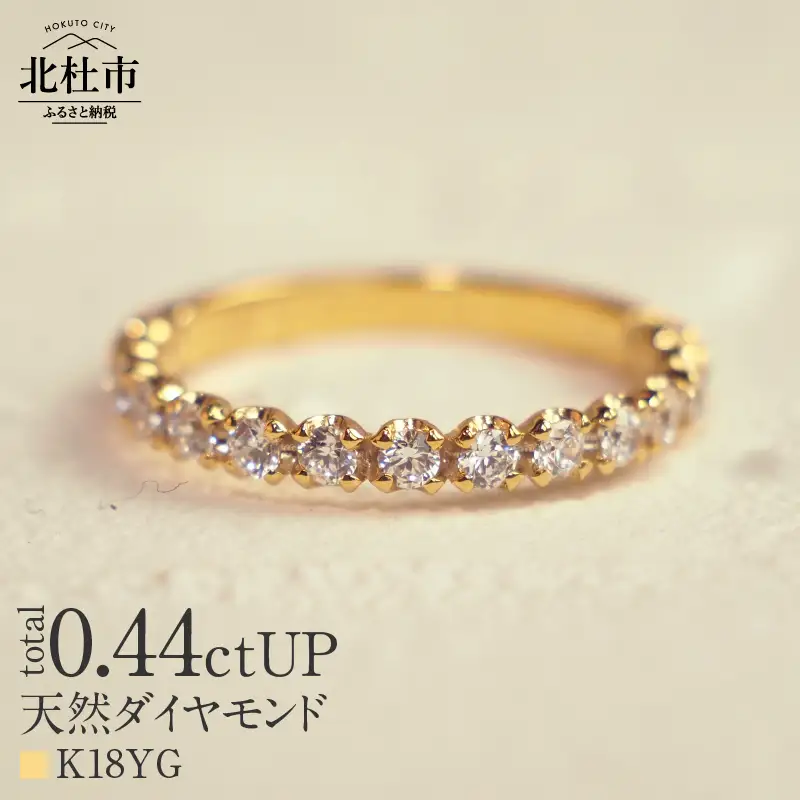 K18 0.44ctUP 天然ダイヤモンド　ハーフエタニティリング リング ダイヤモンド 指輪 アクセサリー K18 0.44ctUP 天然ダイヤモンド ハーフエタニティリング 鑑別書付 保証書付 ジュエリーケース付 プレゼント [h170]