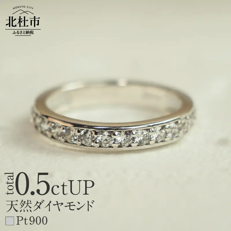 Pt900 0.5ctUP 天然ダイヤモンド　ハーフエタニティリング リング レディース Pt900 0.5ctUP 天然ダイヤモンド ハーフエタニティリング 鑑別書付 保証書付 ジュエリーケース付 プレゼント [h170]