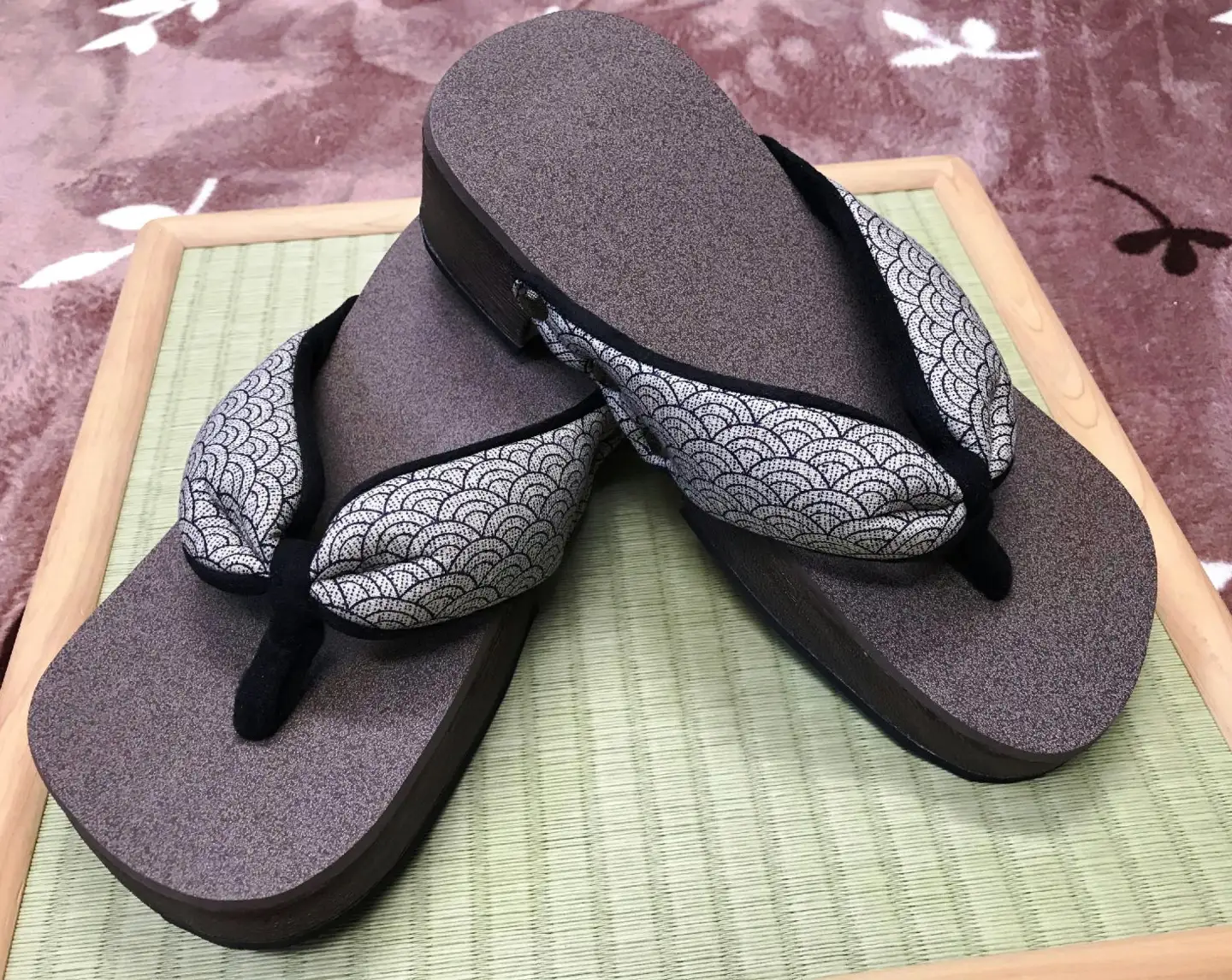 限定3足！【桐下駄】右近下駄　真竹張り（紳士物）印伝鼻緒付　フリーサイズ