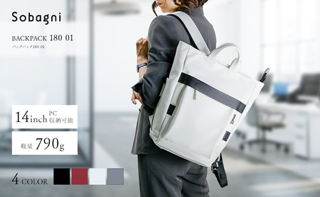 Sobagni　Back Pack 180 01 ファッション カバン バッグ エシカルレザー製 ファスナー付き  ブラック