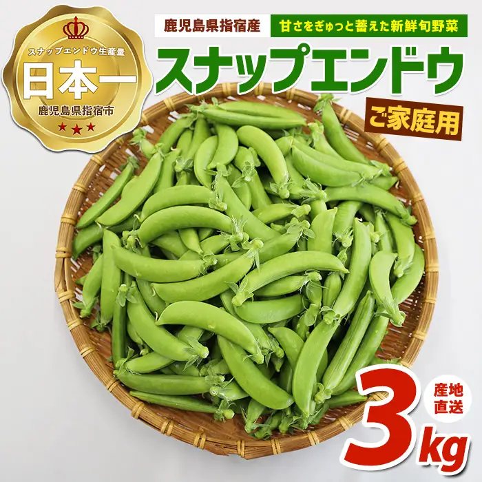 2027年2月上旬以降発送 ご家庭用スナップエンドウ約3kg IB092-004
