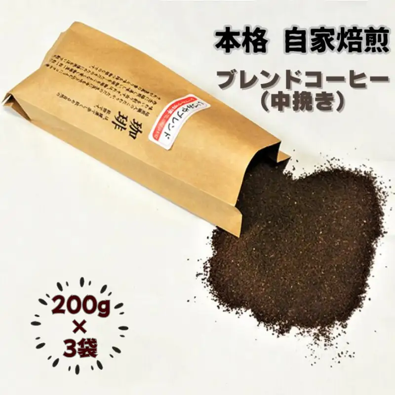 自家焙煎いづみやブレンドコーヒー（中挽き）200g×3袋：B140-128