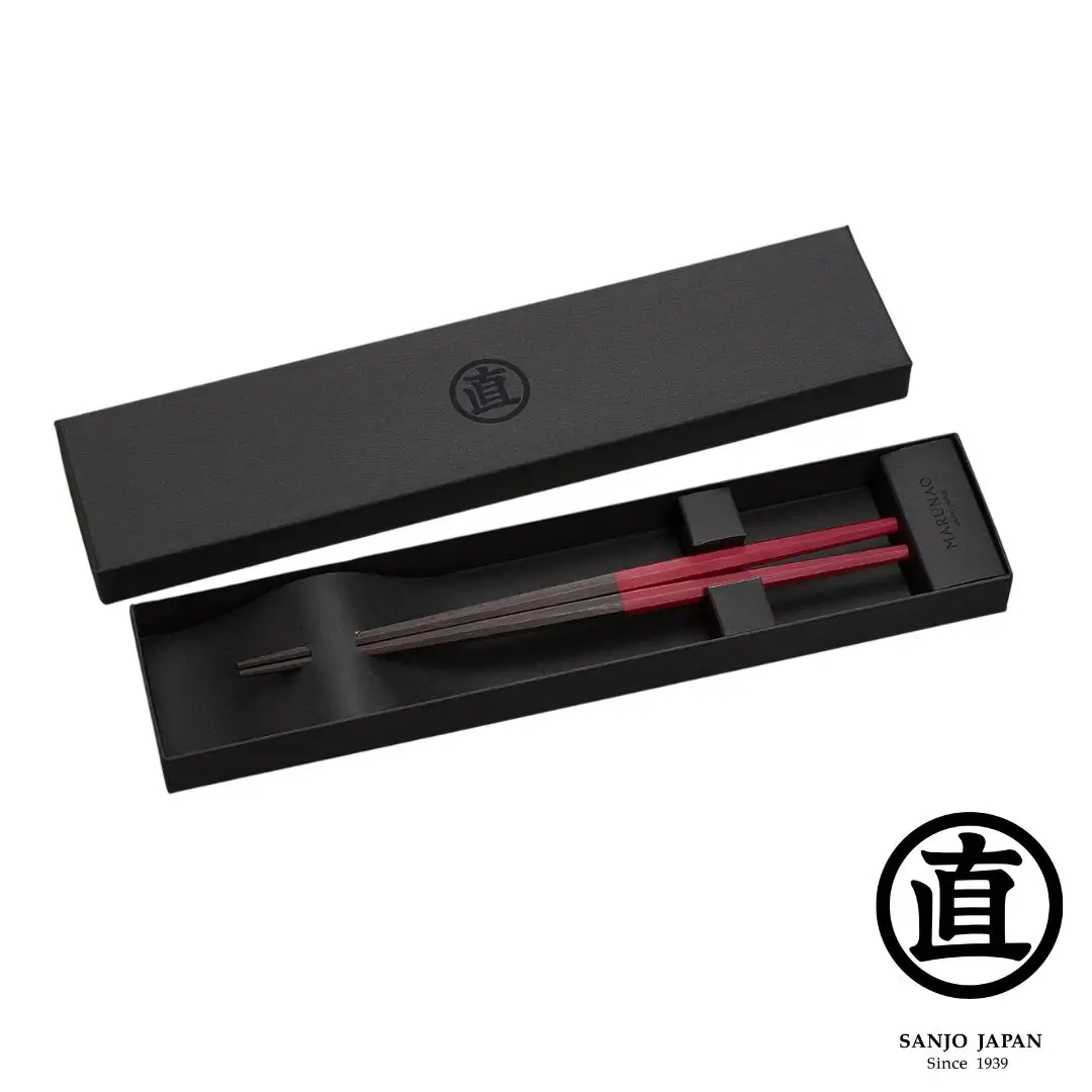 八角箸 日本うさぎ 赤 230mm 高級 箸 贈答用 箸 銘木 燕三条製  [マルナオ]