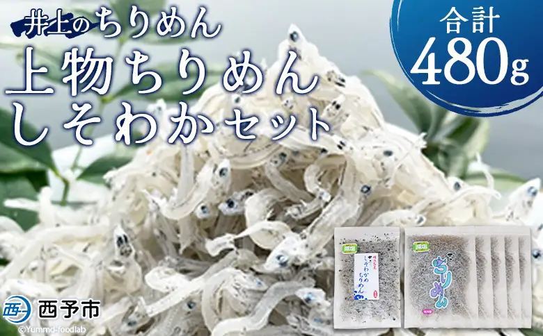 ＜井上のちりめん上物ちりめんしそわかセット 合計480g＞特撰上物ちりめん80g×5袋 しそわかめちりめん80g×1袋 ちりめんじゃこ かたくちいわし 小魚 小分け カルシウム 乾物  海鮮 井上水産 特産品 愛媛県 西予市【冷蔵】『最短10営業日以内に発送予定』AIU0002