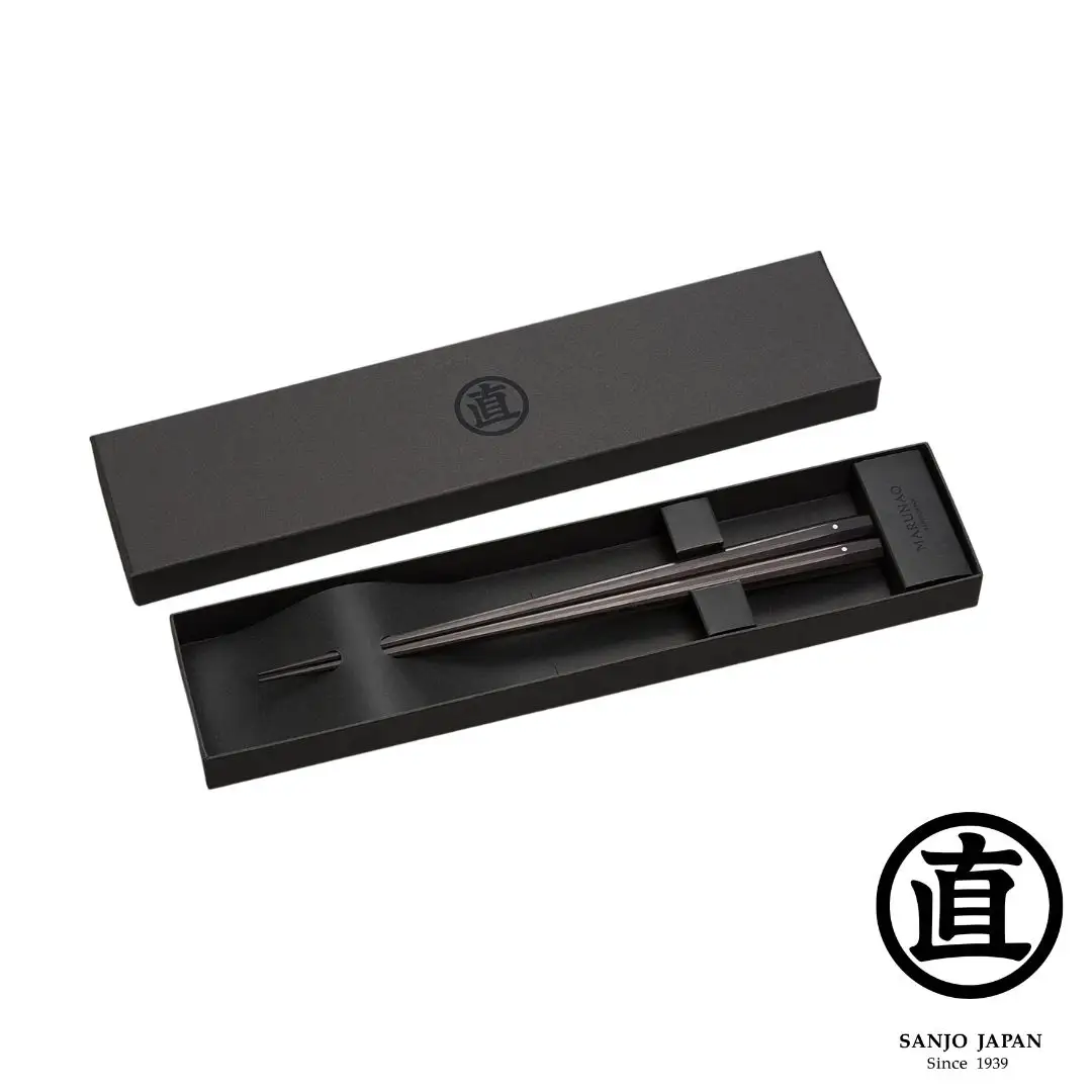 極上 十六角箸 黒檀 235mm 高級 箸 贈答用 無塗 燕三条製  [マルナオ]