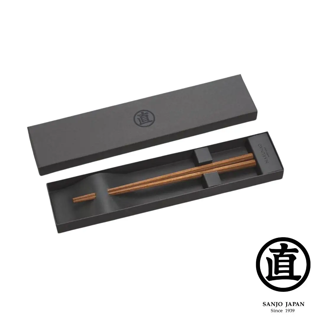 上八角箸 紫檀 220mm  高級 贈答用 無塗 燕三条製  [マルナオ]
