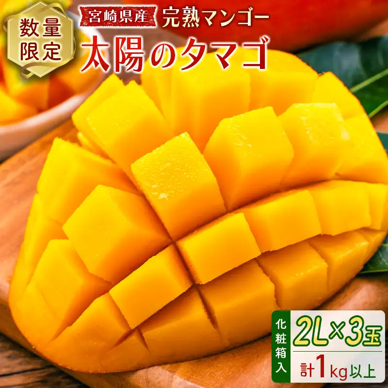 2027年出荷 宮崎 完熟マンゴー 太陽のタマゴ 2L×3玉 計1kg以上 E167-27