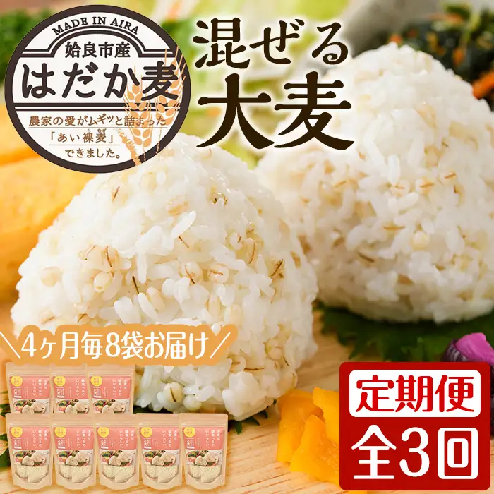 a768 《数量限定・定期便全3回》混ぜる大麦(つぶ)8袋×3回(計約3.36kg)【竹之内穀類産業】