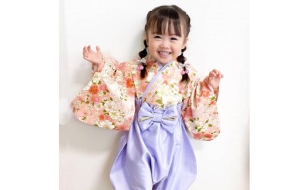 ぽわんパンツの袴 花あかり ピンク×ラベンダー【Sサイズ】