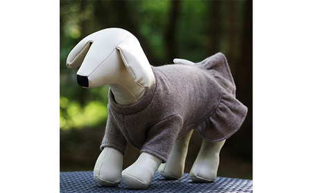 カシミヤ100％ 犬用フリルワンピース＆ケープ 無染色ココア色 Mサイズ 雑貨 日用品 