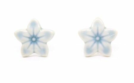 【美濃焼】 ききょう イヤリング 水色 瑞浪市 / TILEmade タイル アクセサリー ハンドメイド [AZCD012]
