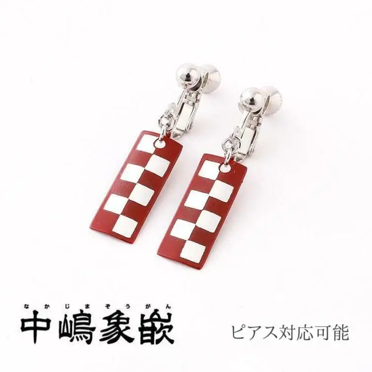 【中嶋象嵌】長四角　ピアス〈市松〉