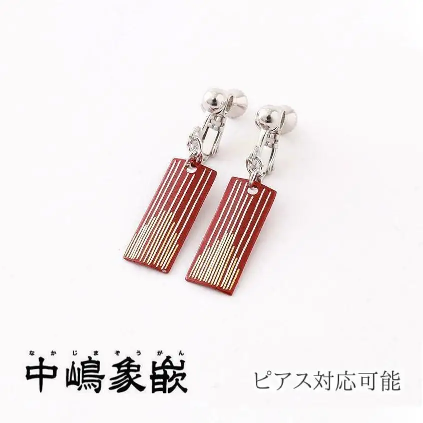 【中嶋象嵌】長四角　ピアス〈ライン〉