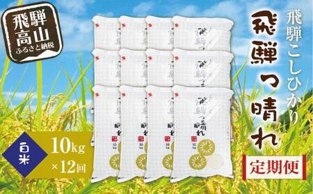 【定期便】こしひかり飛騨っ晴れ 白米 10kg 12回 お届け 生産者直送 お米 コシヒカリ 飛騨産 飛騨高山 アグリランド JF103