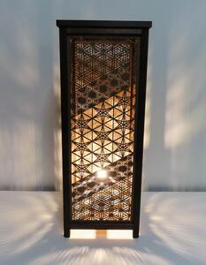 レーザー行灯「趣」Lサイズ  竜胆と八重麻の葉組子デザイン 高さ65cm LED電球付き