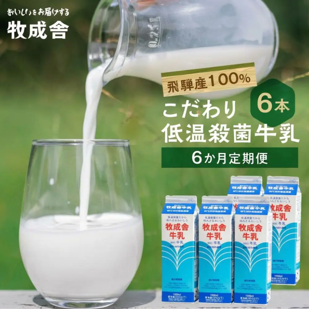 牛乳【定期便 6回】牛乳 1L × 6本 飛騨産生乳100%｜ DF106-CP01 FN-Limited-VO