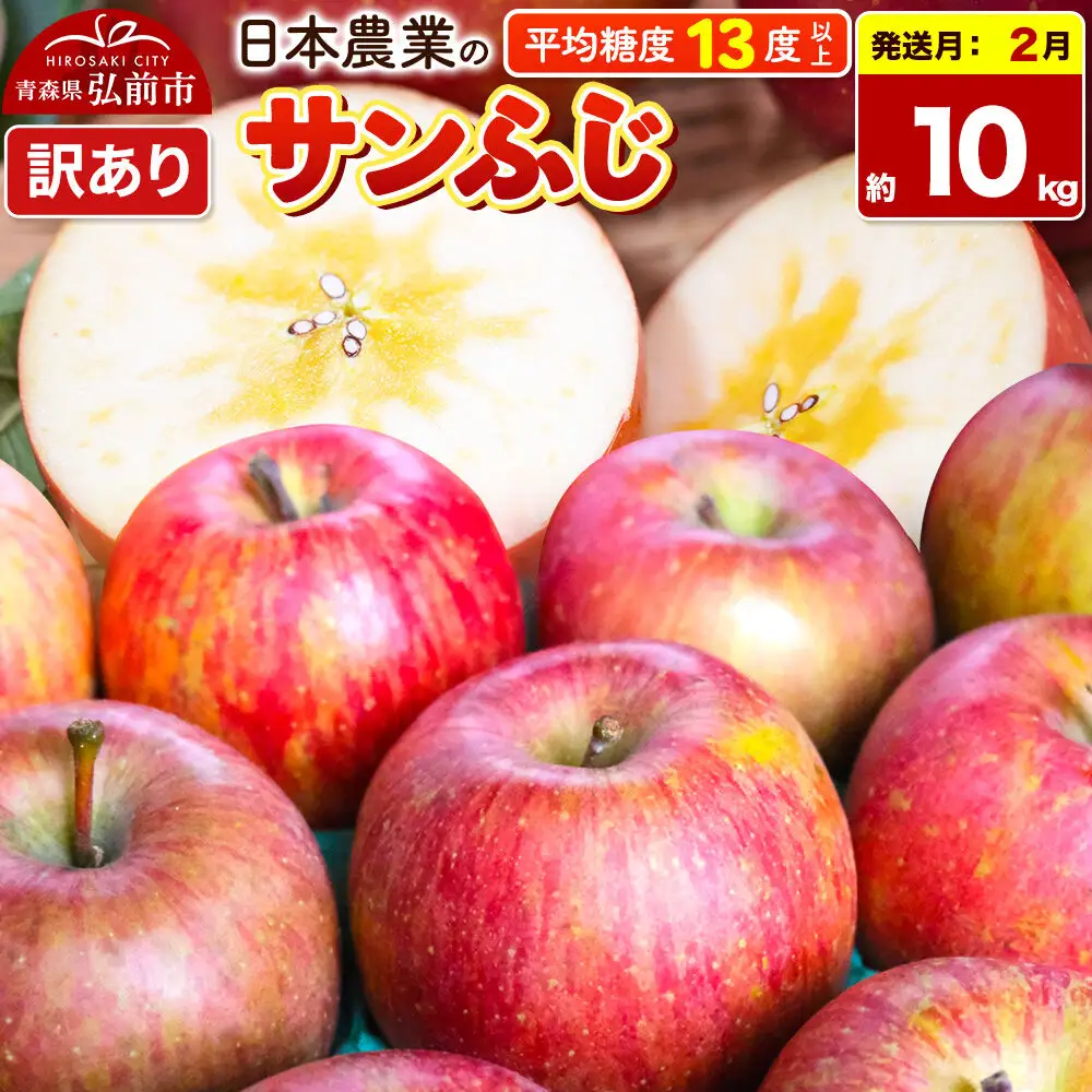 【27年2月発送】りんご サンふじ【訳あり】約10kg 平均糖度13度以上 青森県 弘前市 果物 フルーツ 林檎 リンゴ くだもの 不揃い 規格外