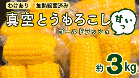 【訳あり】加熱殺菌済み 真空とうもろこし ゴールドラッシュ 約3kg  とうもろこし とうもろこし とうもろこし とうもろこし とうもろこし とうもろこし とうもろこし