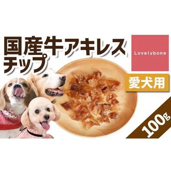 精肉店がこだわった【大中小型犬向けおやつ】国産牛アキレスチップ　100g　無添加 手作り