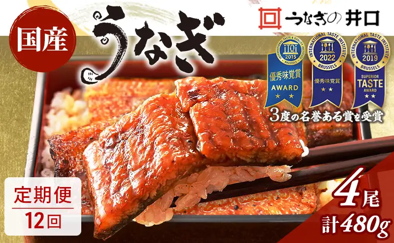 うなぎ 定期便 12回 国産 鰻 長蒲焼 4尾 うなぎ
