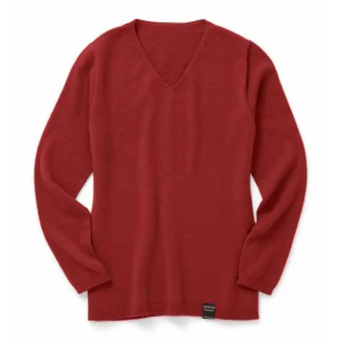 NUONEメンズVネックプルオーバー　ダークレッド 2(L)