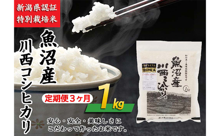 【定期便／3ヶ月】魚沼産川西こしひかり1kg