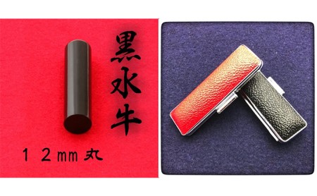 黒水牛12mm（5書体）牛革ケース（黒） 民芸品 工芸品  ぎょうしょたい