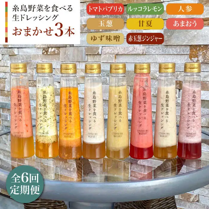 【 全6回 定期便 】 糸島 野菜 を 食べる 生 ドレッシング お任せ 3本 セット 《糸島》【糸島正キ】 [AQA012]