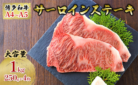 博多和牛 A4～A5 サーロインステーキセット 1000g（250g×4枚）お届け：入金確認後2週間～1カ月 配送不可：離島 