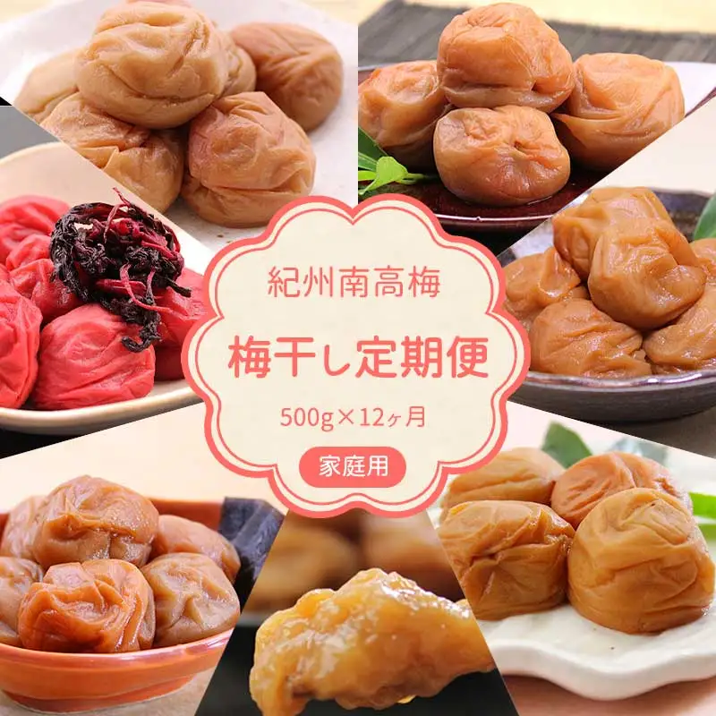 【定期便】紀州南高梅 7種の風味 500g×12ヶ月 ご家庭用_BL6153