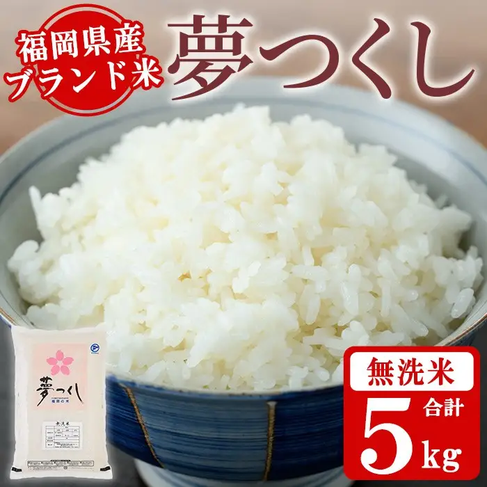 《無洗米》福岡県産ブランド米「夢つくし」(5kg) 無洗米 米 お米 おこめ ごはん ゆめつくし ご飯 常温 福岡県産 ブランド米 常温 常温保存 おにぎり おむすび お弁当 ライス【朝ごはん本舗】as05-045