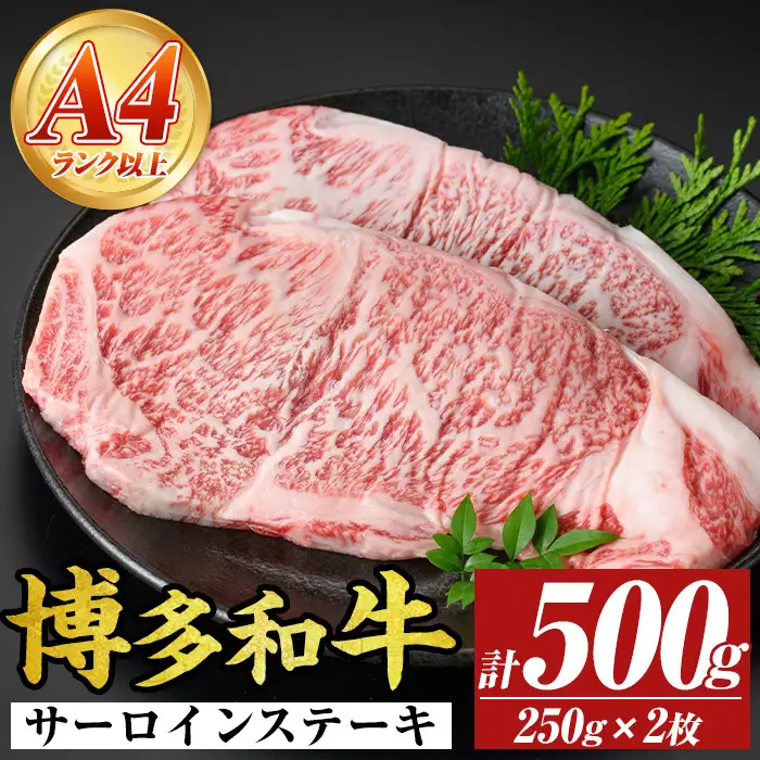 【A4～A5】博多和牛サーロインステーキセット(計500g・250g×2枚) 国産 九州産 福岡県産 牛肉 和牛 黒毛和牛 ステーキ お肉【MEAT PLUS】as08-003