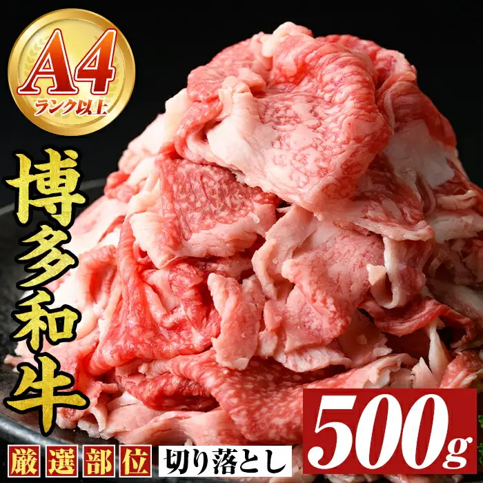 博多和牛切り落とし(500g) 国産 九州産 福岡県産 牛肉 和牛 黒毛和牛 お肉【MEAT PLUS】as08-061