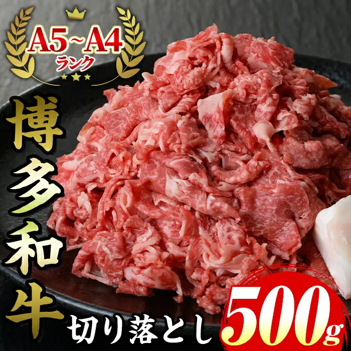 ≪化粧箱入≫博多和牛A5～A4 切り落とし(計500g) 九州産 福岡県産 和牛 牛肉 ブランド 切落し 切り落し 惣菜 肉じゃが すき焼き しゃぶしゃぶ 炒め物 牛丼 カレー ハヤシライス 鍋 高級 お祝い 記念日 贈り物 贈物 贈答 贈答用 冷凍【マル五】as06-024