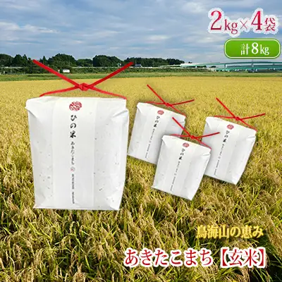 あきたこまち ひの米 玄米 秋田県産 あきたこまち【8kg(2kg×4袋)】