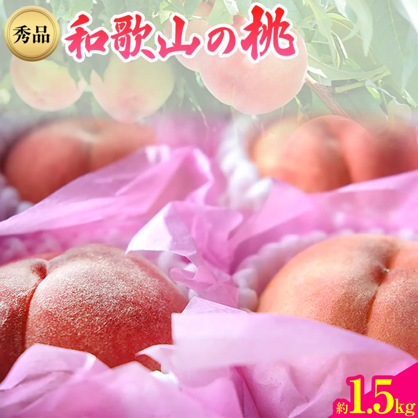 和歌山県産 桃 秀品 約1.5kg(4玉～6玉)