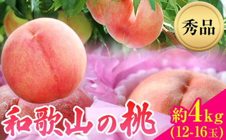 和歌山県産 桃 秀品 約4kg(12玉～16玉)
