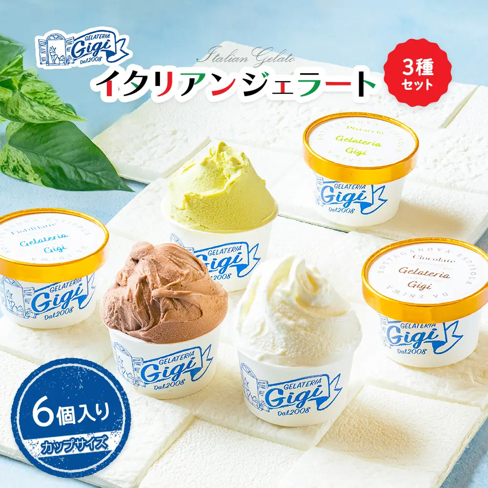 ジェラテリアGigiのイタリアンジェラート３種【カップサイズ6個】【43003302】