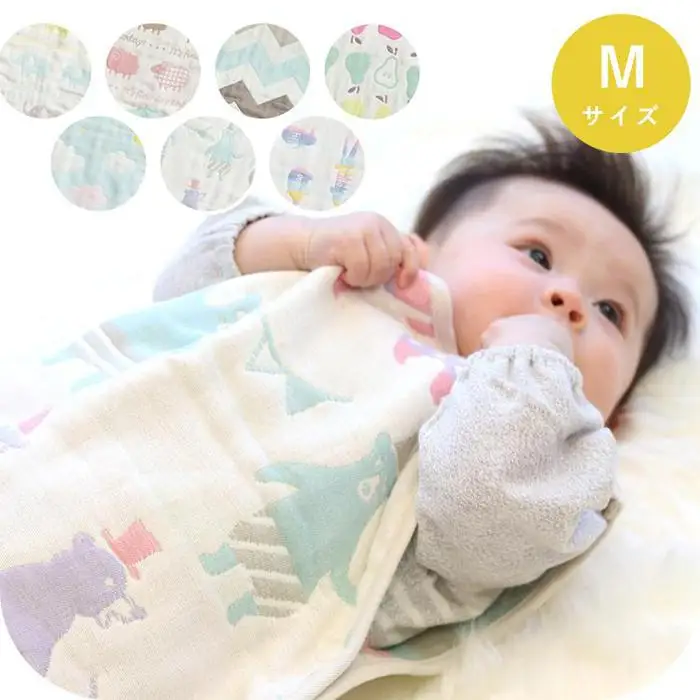 3340-9999-54■サンデシカ 6重ガーゼスリーパー ベビー キッズ 1歳 2歳 3歳 綿100% 日本製 アニマル M
