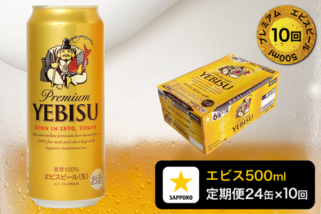 【定期便10回】エビスビール500ml×1箱(24缶) (T0085-2210)
