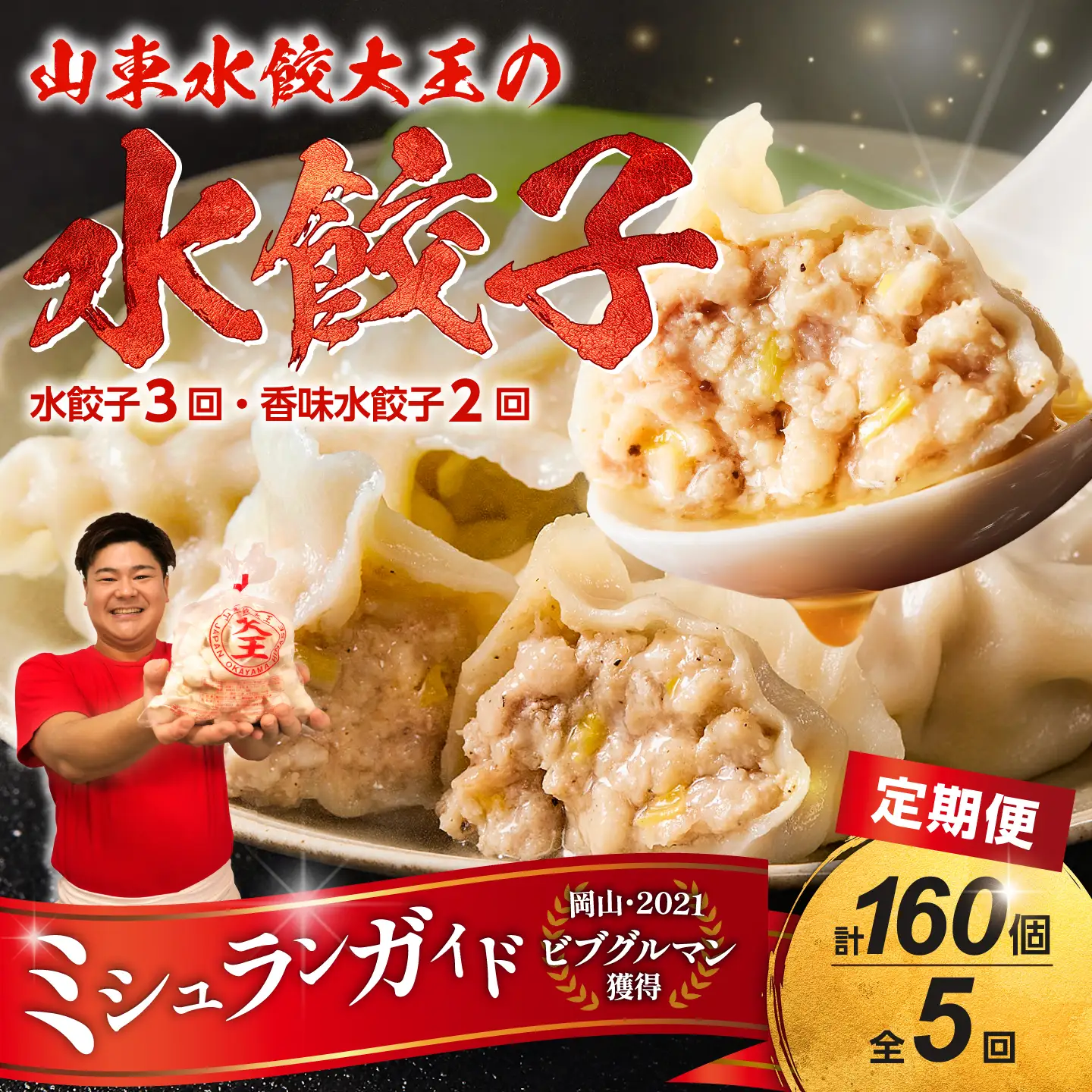 餃子 水餃子 定期便 5回発送（うち香味2回）（5回発送B）
