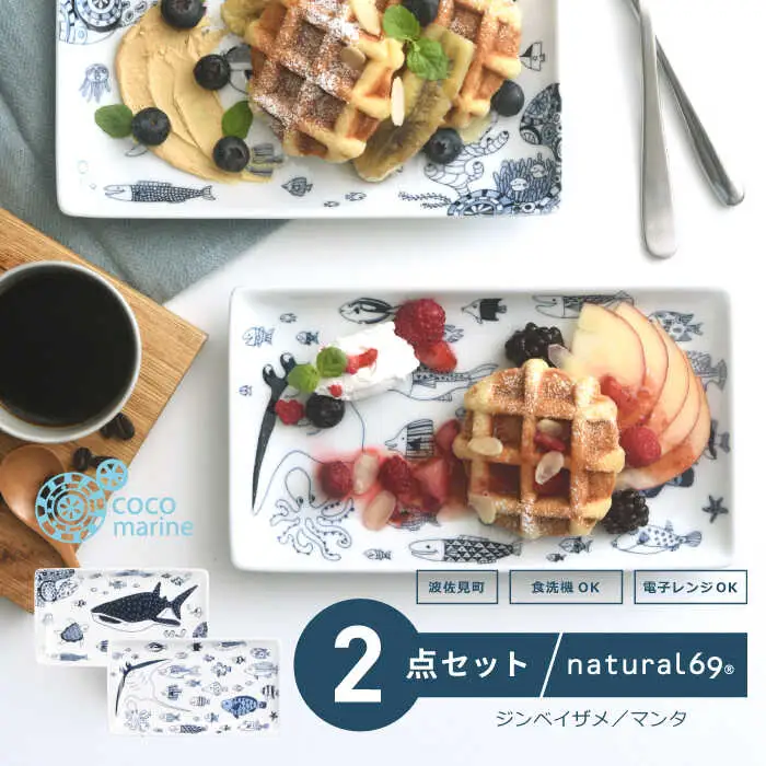 【波佐見焼】cocomarine 長角皿 2枚セット 食器 皿 角皿 【natural69】 [QA115] 波佐見焼