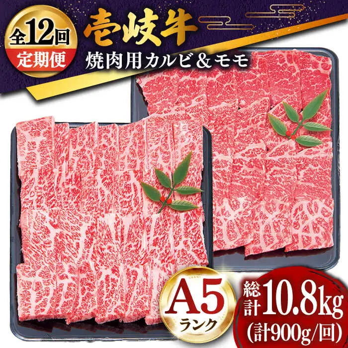 【全12回定期便 】特選 壱岐牛 焼肉食べ比べセット 900g (カルビ/モモ) [JDD020]