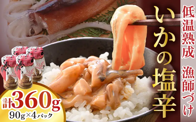 【国産スルメイカ使用】いかの塩辛 90g×4パック 小分けセット [A-4373]