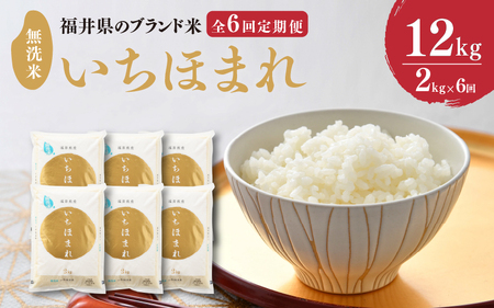 【令和8年産】定期便 ≪6ヶ月連続お届け≫ 福井県のブランド米 いちほまれ 無洗米 2kg × 6回 計12kg 【 無洗米 人気 品種 ブランド米 特A 】[D-6155]