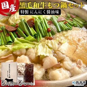 国産黒毛和牛もつ鍋セット～特製にんにく醤油味～（2人前×2セット） UMN0008