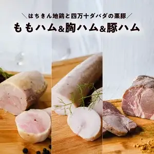 高知ブランド肉 3種ハム詰め合わせ｜栗豚・はちきん地鶏・四万十栗豚 無添加 冷凍 ギフト 国産